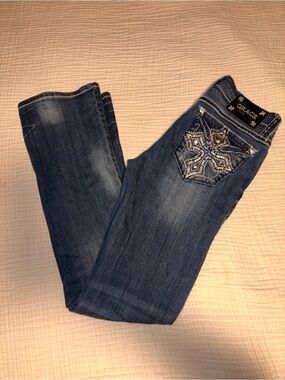 Grace in LA Blue Embellished Boot Cut Jeans